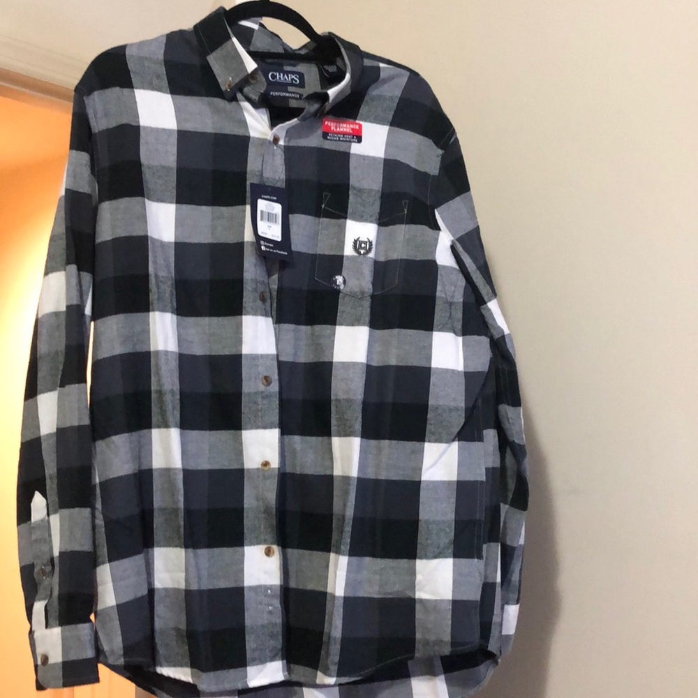 Mens Chaps Flannel Shirt- Black Multi